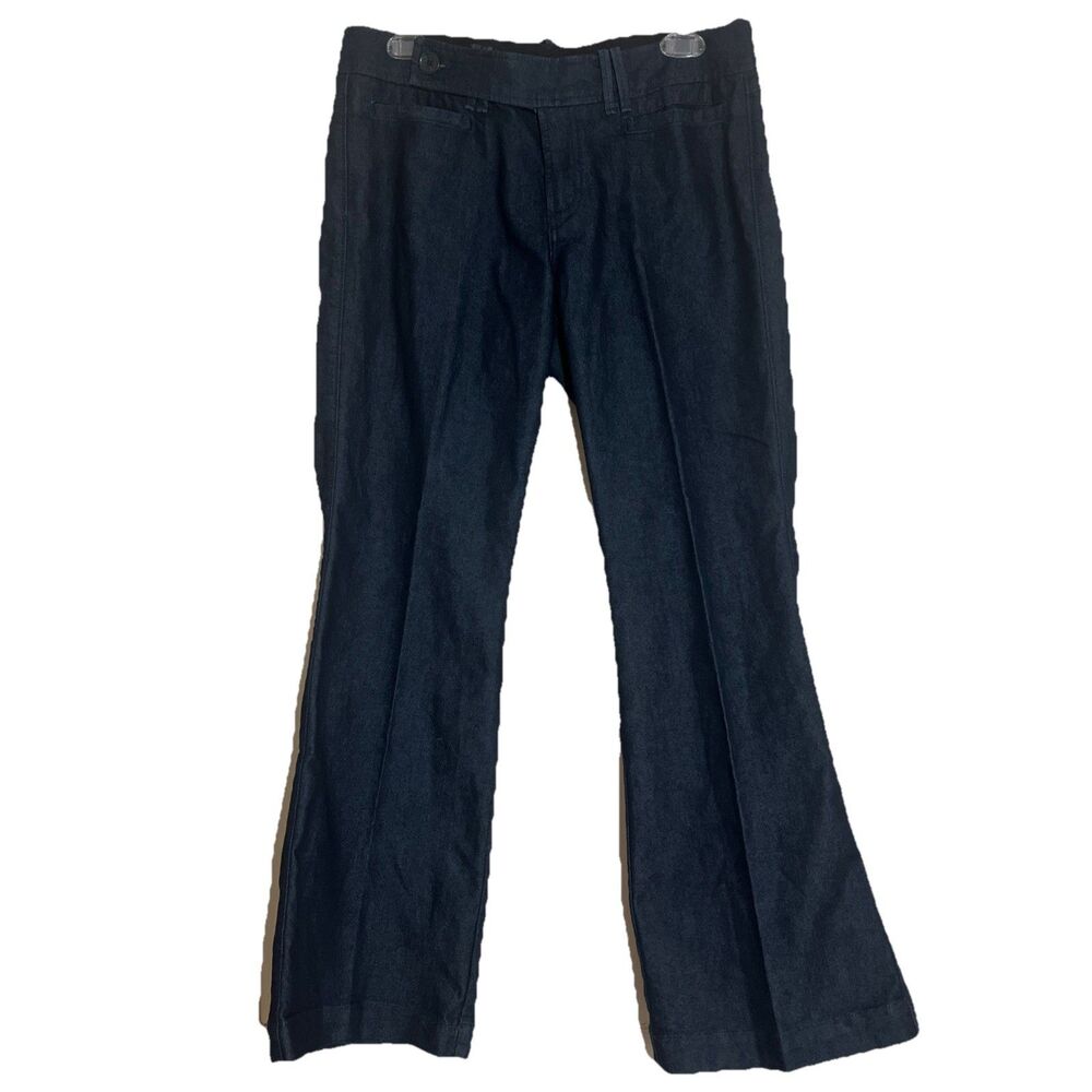 Banana Republic Limited Ed Denim Trouser Womens 10P Mid Rise Dark Wash Wide Leg